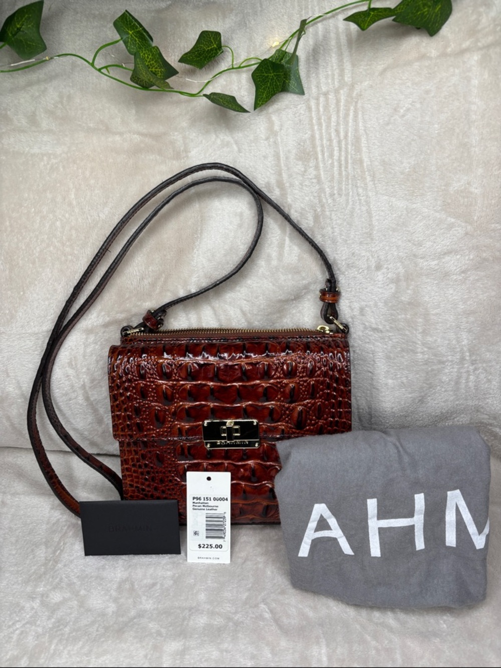Brahmin Rare Manhattan Pecan Crossbody Bag - Picture 8 of 10